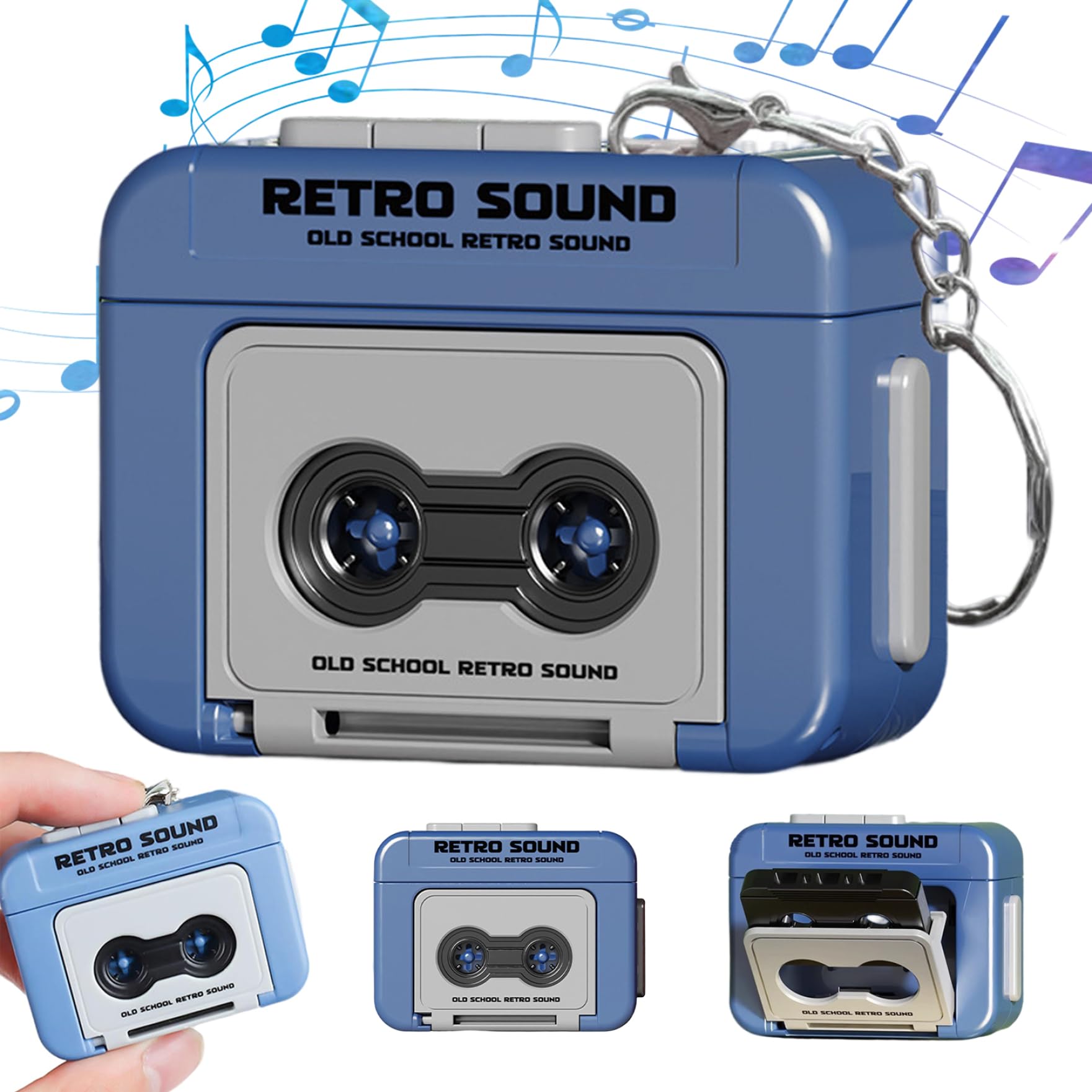 Porte-clés Mini magnétophone rétro en Plastique enregistrable avec Musique, Lecteur de microcassettes