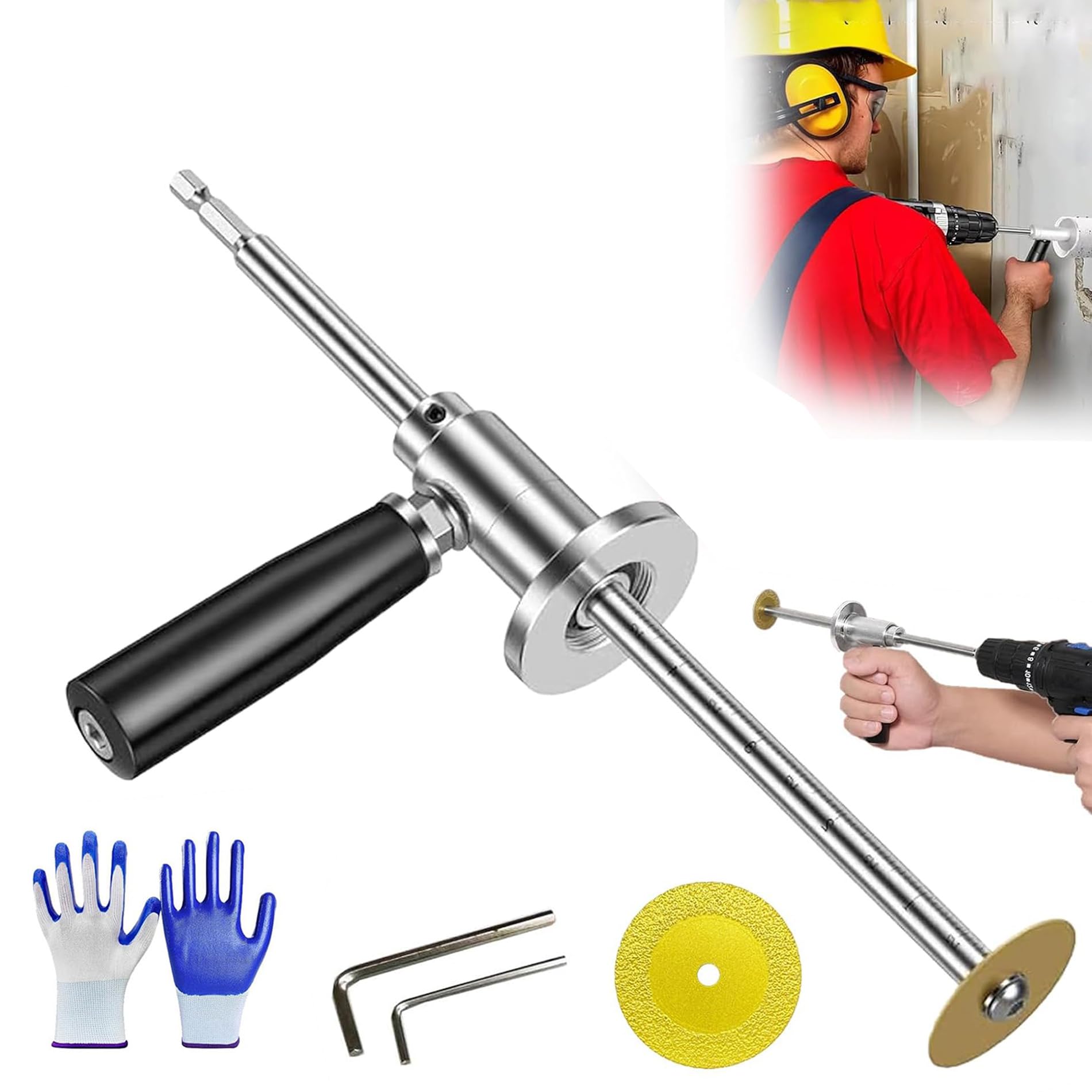 Coupe-tube intérieur pour tuyau en pvc, coupe-tube intérieur avec molette de coupe à grain de diamant et poignée, convient pour 1-1/2 à 8 pouces，Profondeur de coupe réglable