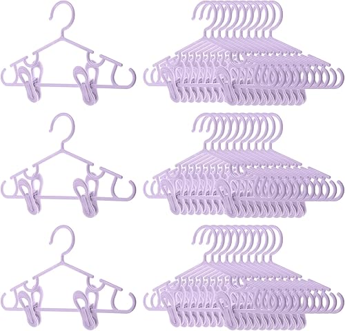 Miniatura 112 de Hsei Baby Hangers with Clips, Plastic Kids Pants Hangers for Nursery Closet, Top and Bottom Clothes Hanger Set for Newborn Child Infant Toddler Boys