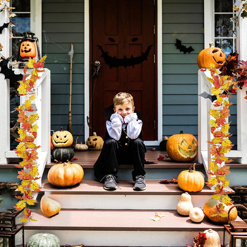 Ghirlanda di foglie autunnali decorazioni, decorazioni autunnali, ghirlanda artificiale, ghirlanda di foglie autunnali per interni ed esterni, feste del Ringraziamento, Halloween (tipo F