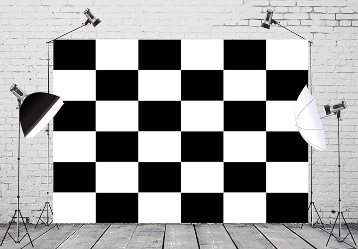 BELECO 12x10ft Fabric Black and White Checkered Backdrop Racing Checker Chess Board Texture Grid Checkerboard Background Racing Themed Party Decorations Birthday Shoot Photo Studio Props - 12x10FT - N5-a15748