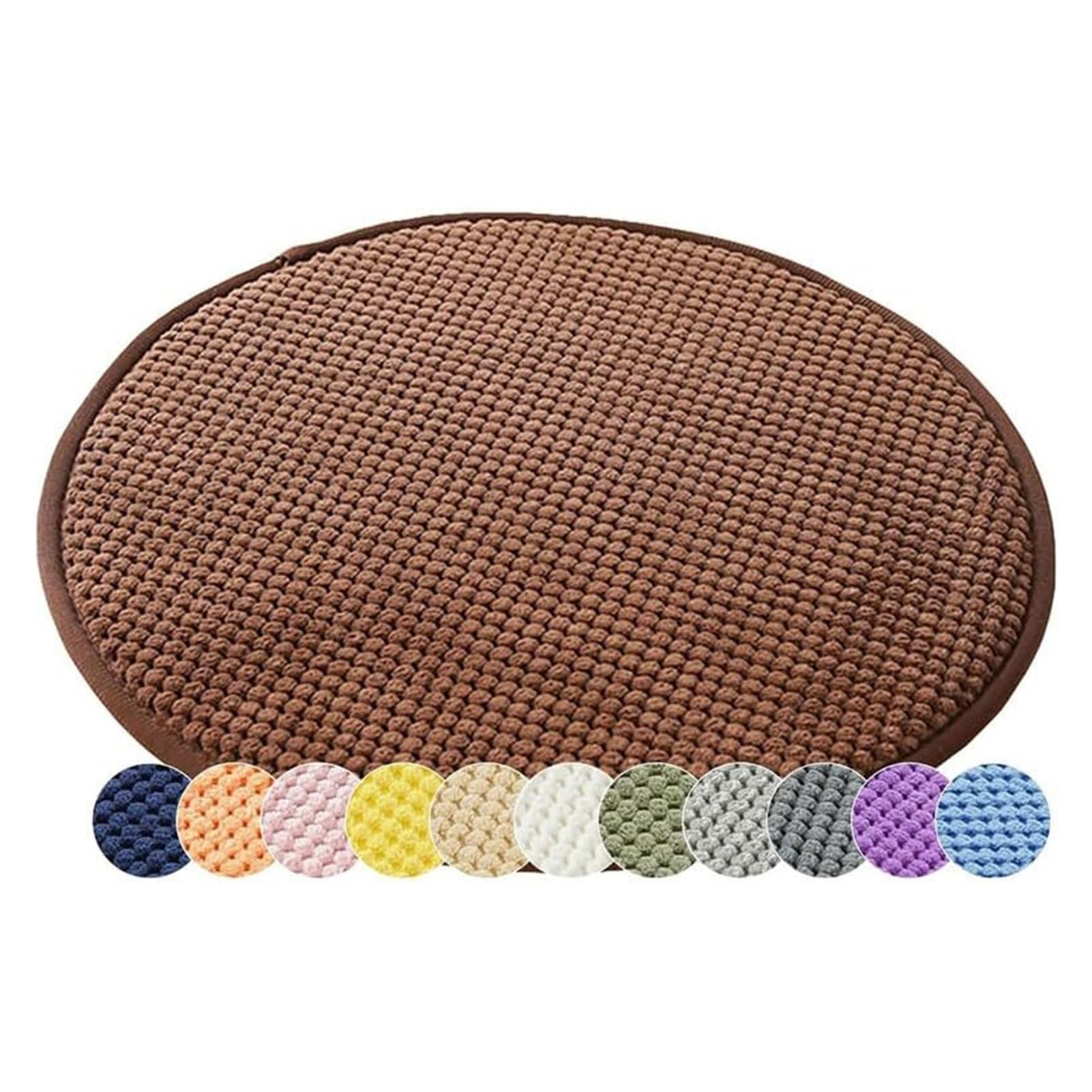 Set of 4 Brown Corduroy Round Seat Cushions NonSlip Upholstery Cushions for Home Garden and Office 35cm Diameter