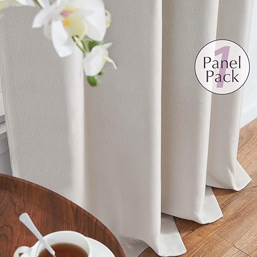 Miniatura 8 de jinchan - Cortina 100% opaca de 90pulgadas de largo, de lino sintético, con aislamiento térmico y ojales en la parte superior, para sala de estar y