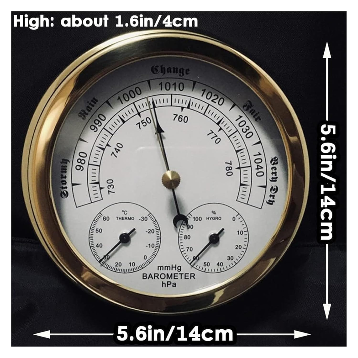 3 in 1 Barometer, Traditional Barometer, 3 in 1 Temperature Humidity and Air Pressure, for Navigation, Brass