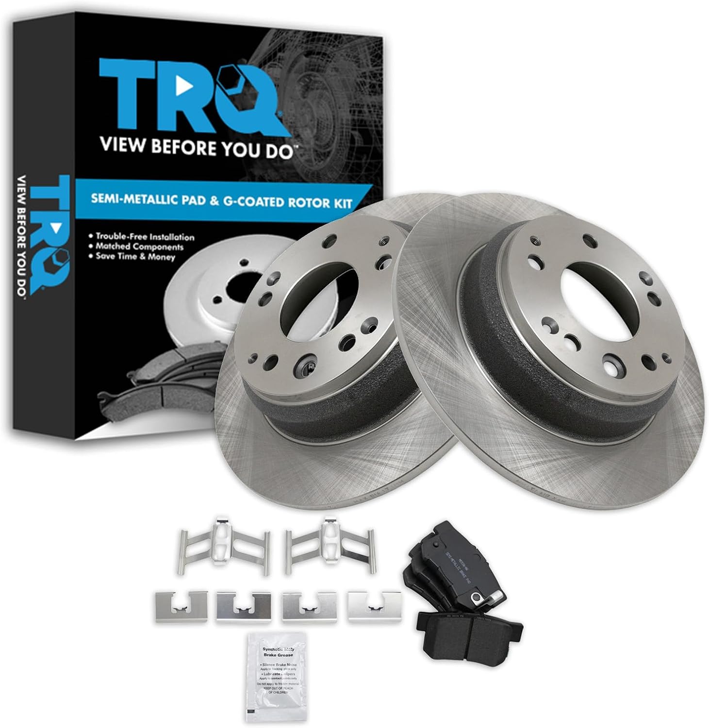 TRQ Rear Brake Pad and Rotor Set Semi Metallic Rotors Compatible with 1991-1995 Acura Legend 1996-1998 RL 1995-1998 Honda Odyssey 1996-1999 Isuzu Oasis