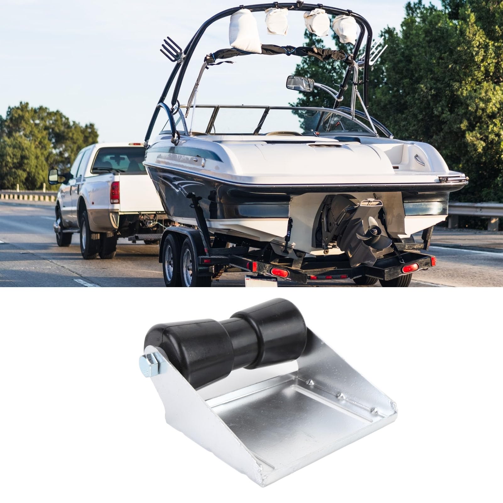 JAOCDOEN Boat Trailer Galvanized Steel Keel Rollers with Bracket 8 Inch Keel Roller Assembly Kit Galvanized Steel Rubber Keel Roller for Small Yachts Commercial Vessels