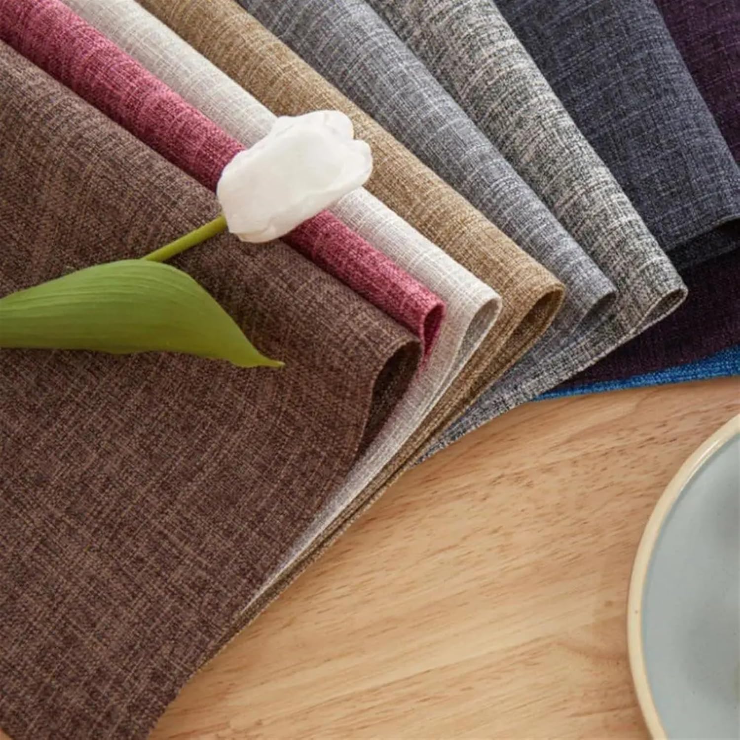 Placemat Solid Color Super Soft Wear Table Mat Scratch-Proof Easy to Clean Dining Table Mat Coaster(Silver Gray)
