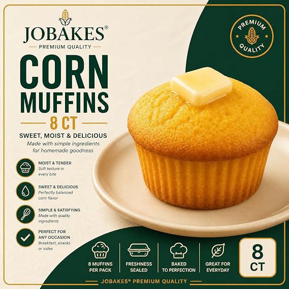 Cornbread Muffins JO BAKES 8 Count Bakery-Style Snack