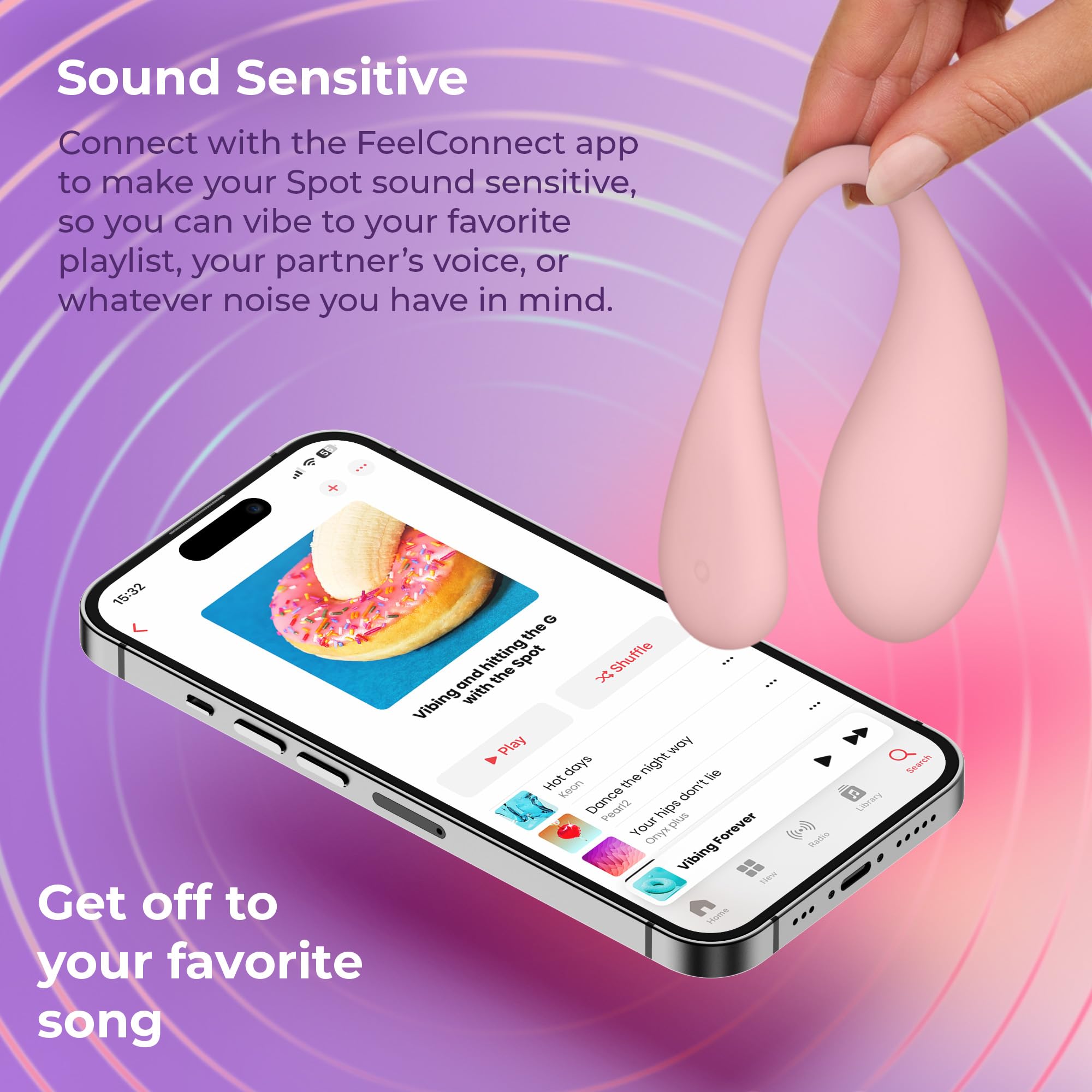 KIIROO Spot Vibrador Portátil con Conectividad Bluetooth y Luces LED Interactivas – Vibrador Recargable Compatible con App FeelConnect – Diseño Flexible y Compacto
