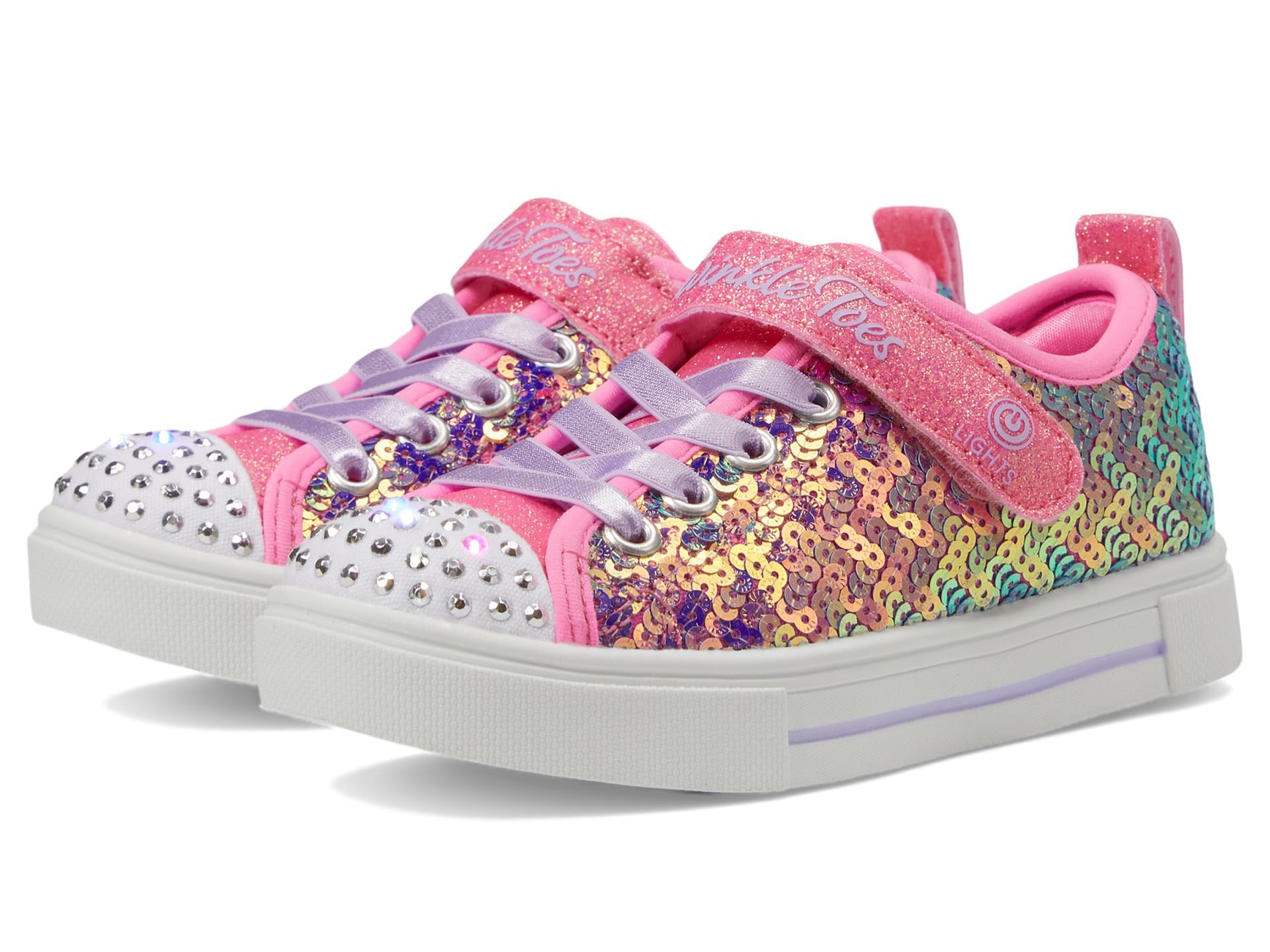 Baskets Twinkle Sparks Skechers rose multi pour petite fille