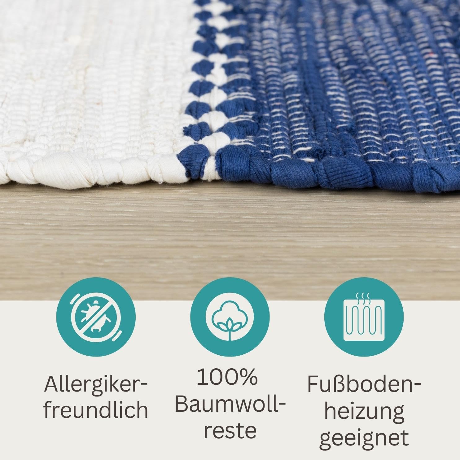 MY-RUG Patchwork Flickenteppich 160 x 230 cm - Baumwolle Fleckerlteppich | Handgewebter Kelim Teppich im Chindi Look, gestreifter Wendeteppich, allergikerfreundlich & für Fußbodenheizung geeignet