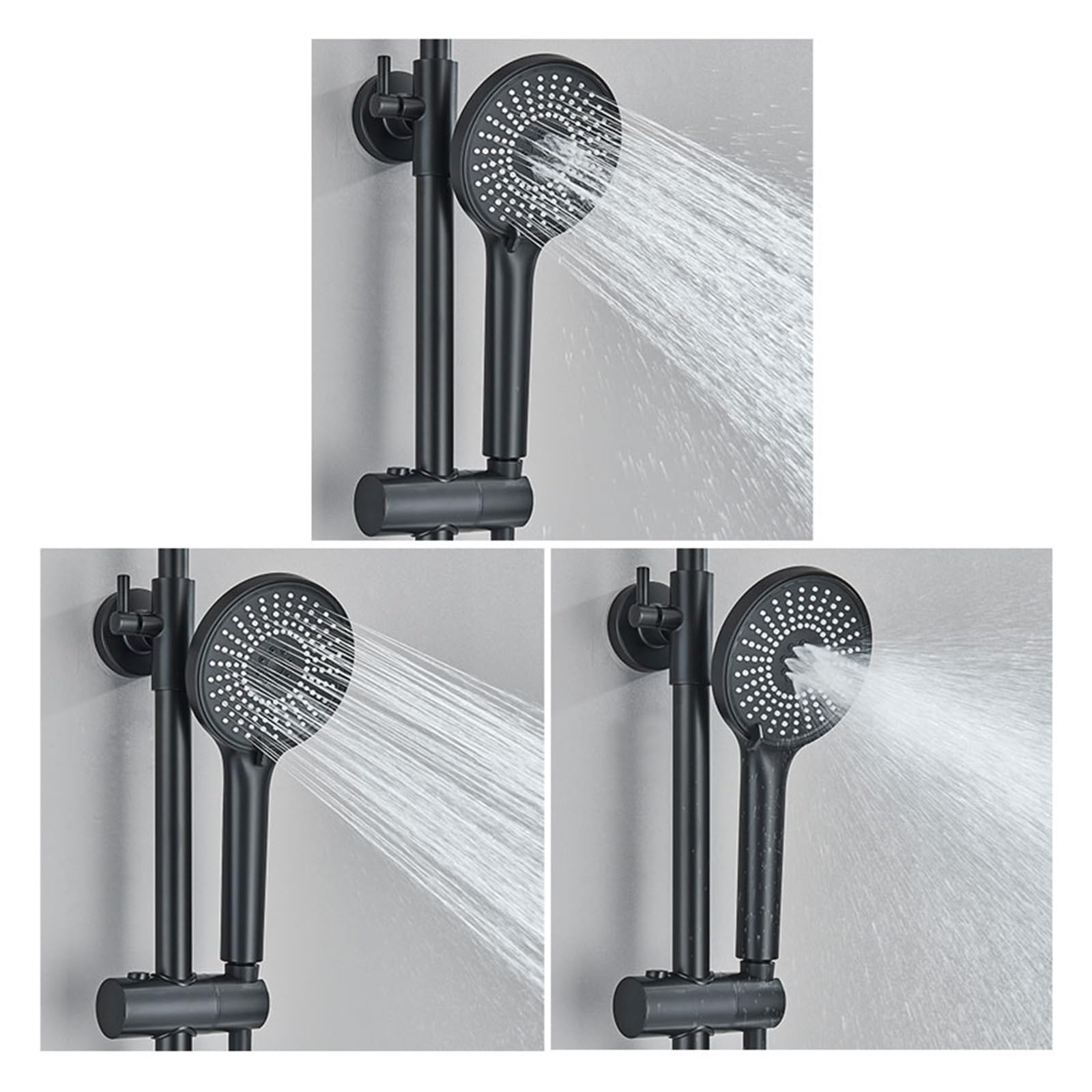 Sistema de ducha de baño con Sistemas de ducha lluvia con pantalla digital LCD, juegos grifos negros, grifo bidé estante baño 3 vías pulverizador para la renovación del baño de la casa(Gun Grey)