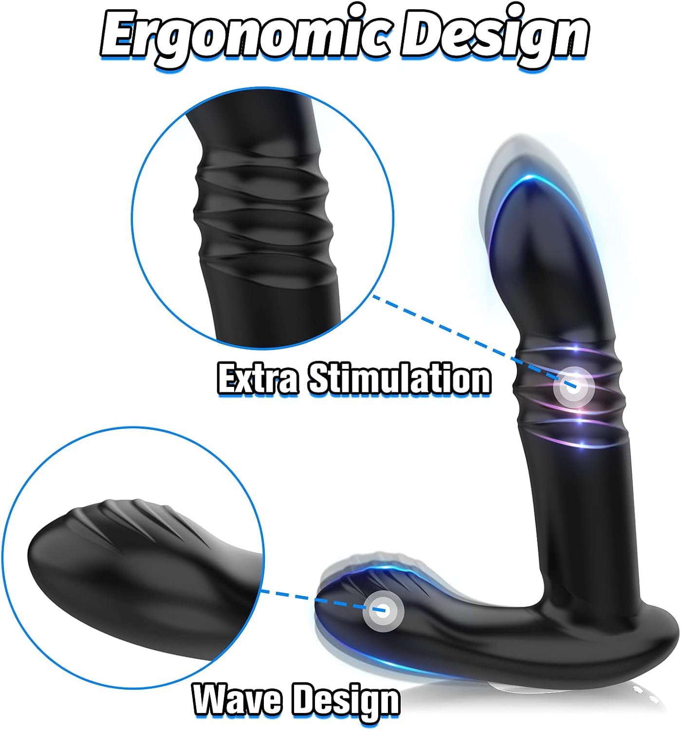 Anal Vibrator with 7 Vibrating Modes & Thrusting Actions, Adorime Rechargeable Prostate Massager Vibrating Butt Plug Anus Stimulation, Remote Control G Spot Vibrator Anal Sex Toy for Men Women Couples