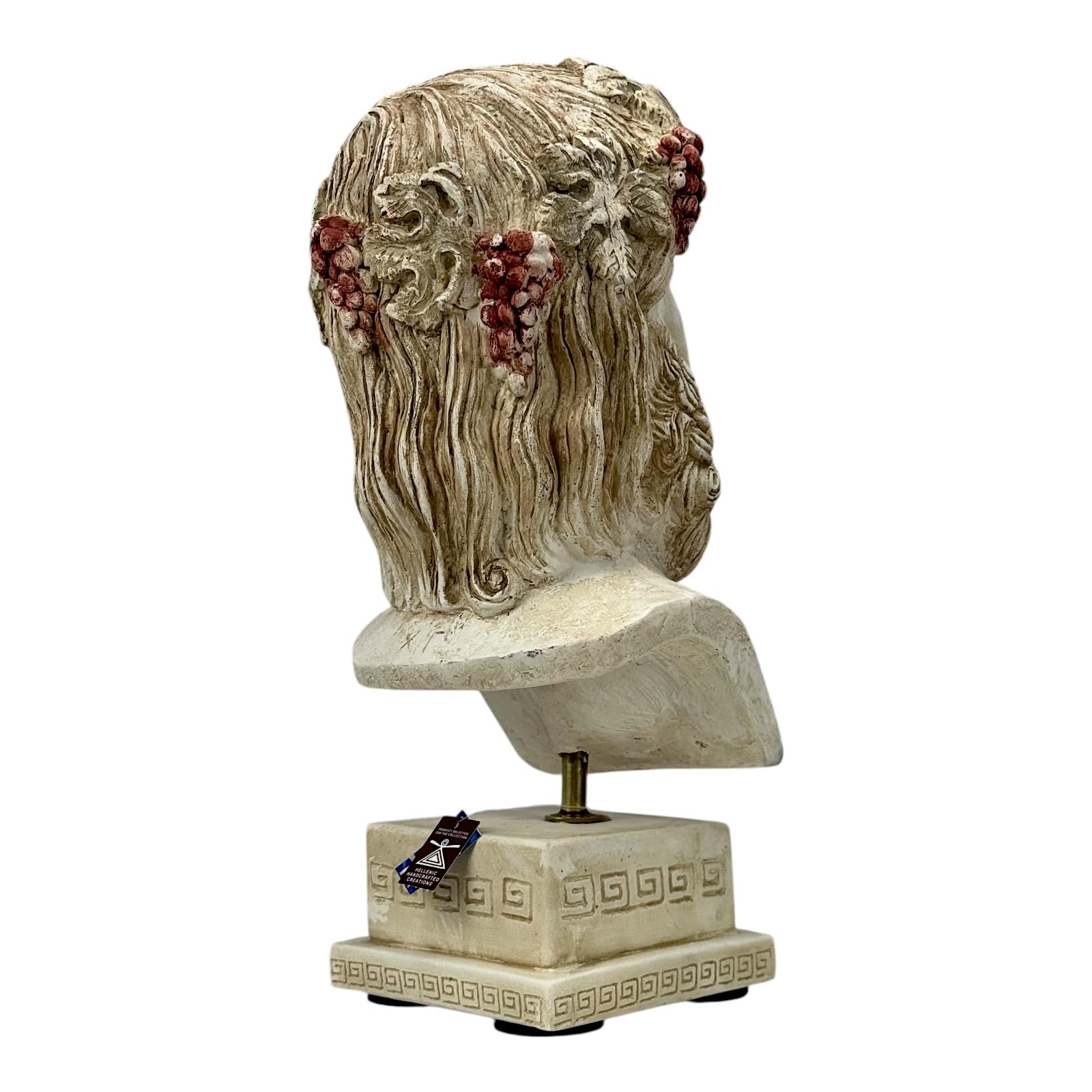 Dionizos Bachus grecki popiersie boga - ręcznie wykonana rzeźba z twardego tynku, 35 cm, klasyczna dekoracja mitologii greckiej