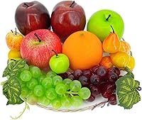 Tenorbass 22 Pcs Realistic Fake Fruits Set - Artificial Apples, Oranges, Grapes, Pears for Kitchen Dining Table Home Decor