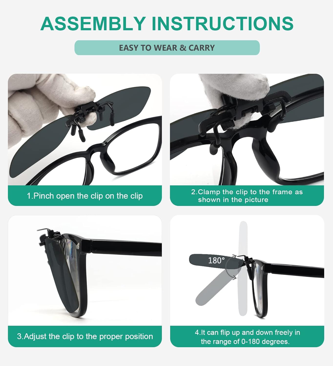 Eyekepper 4 Pack Flip-up Clip-On Sunglasses 59x39 MM Metal Wear Over Glasses - Image 4