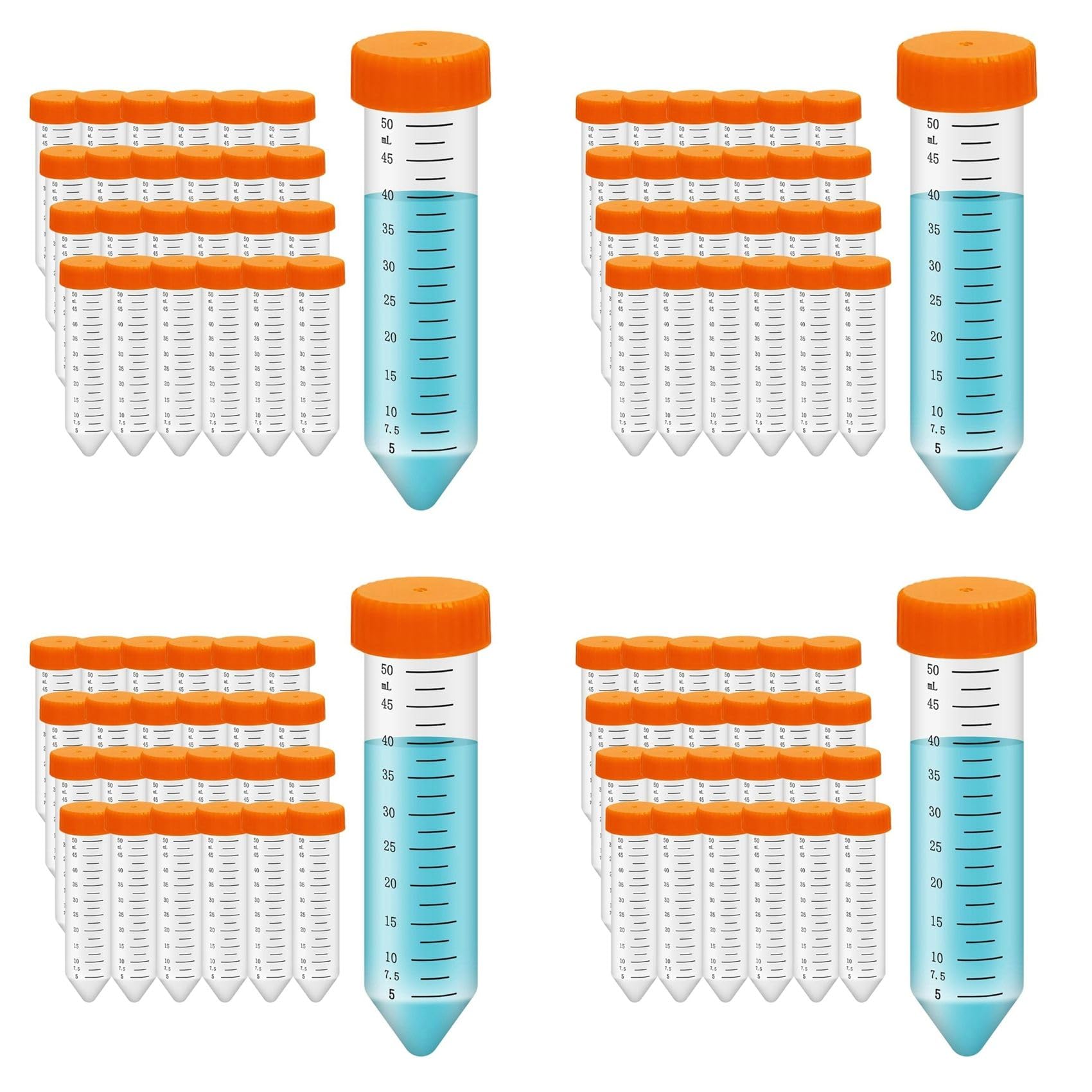 Hndhbfgrt Conical Centrifuge Tubes 50ML, 100Pcs Polypropylene Test Tubes, Leak-Proof Caps, Plastic Container with Graduated