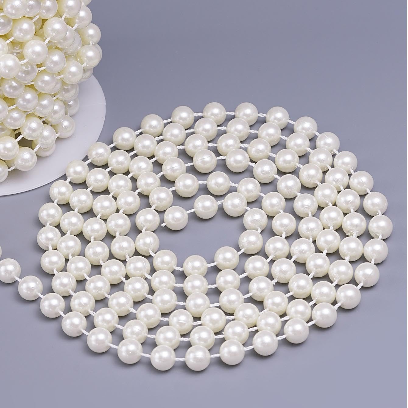11 Yards/33 Feet Pearl Garland Strand, 10mm Pearl Beads String Trim Roll