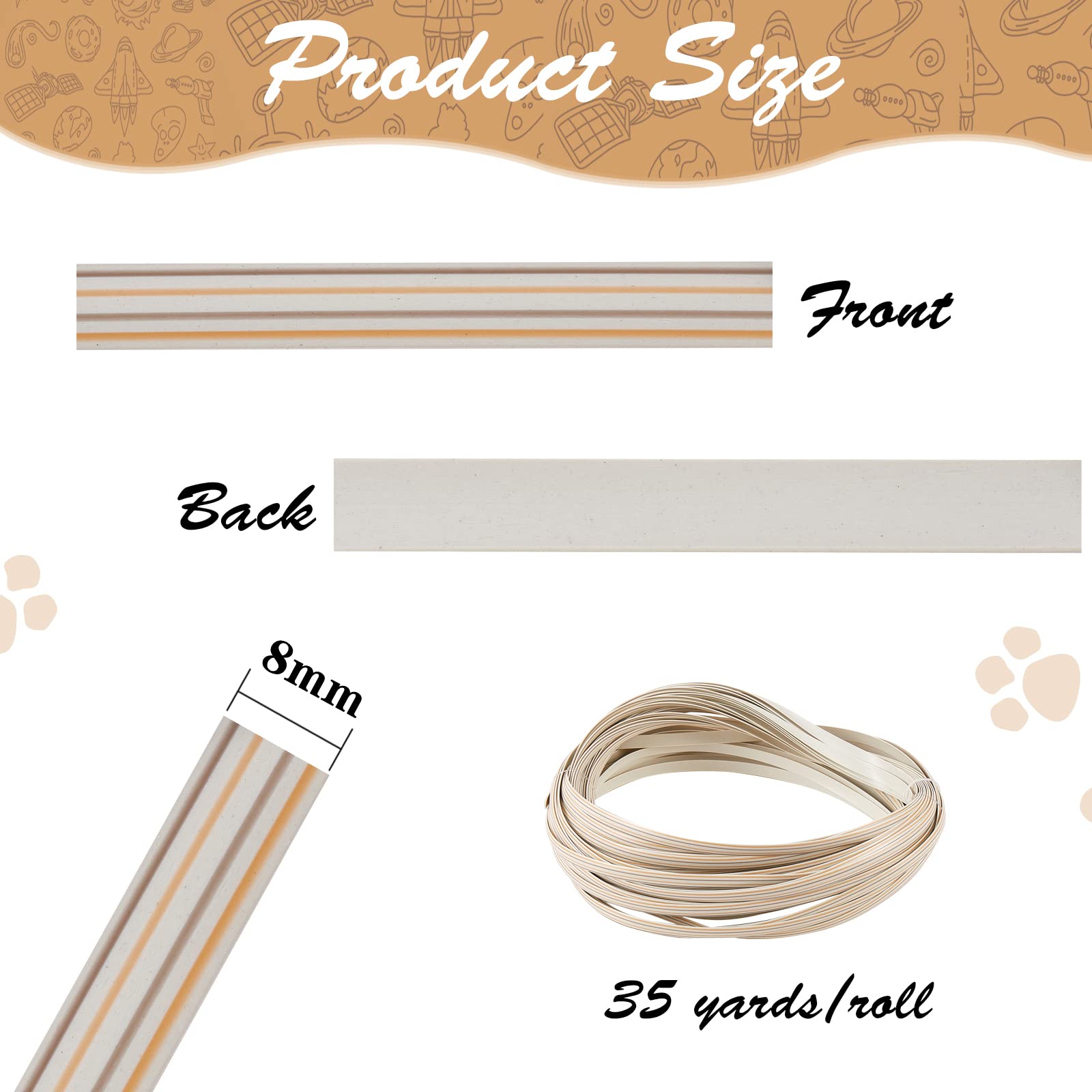 105.0 ft PE plástico imitación mimbre mimbre sintético tejido sólido material de reparación para muebles DIY tejer ratán silla accesorios de mesa, blanco 2