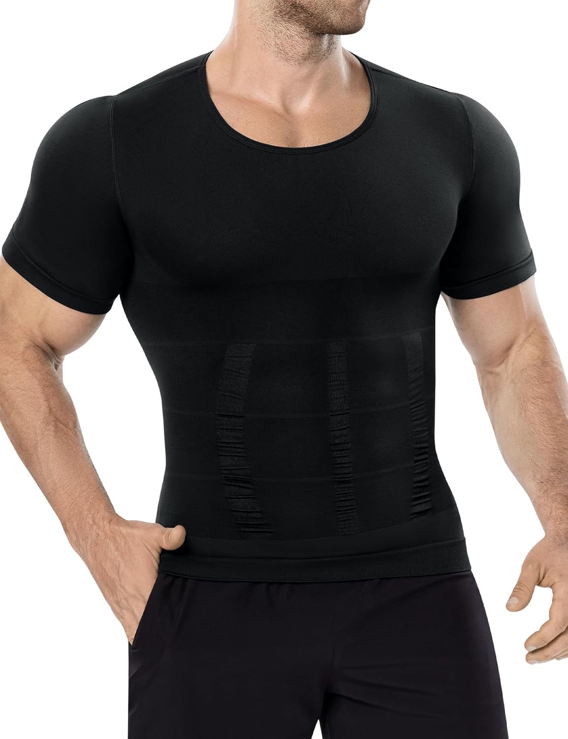 Compression Shirt Men Short Sleeve Workout Body Shaper Tops