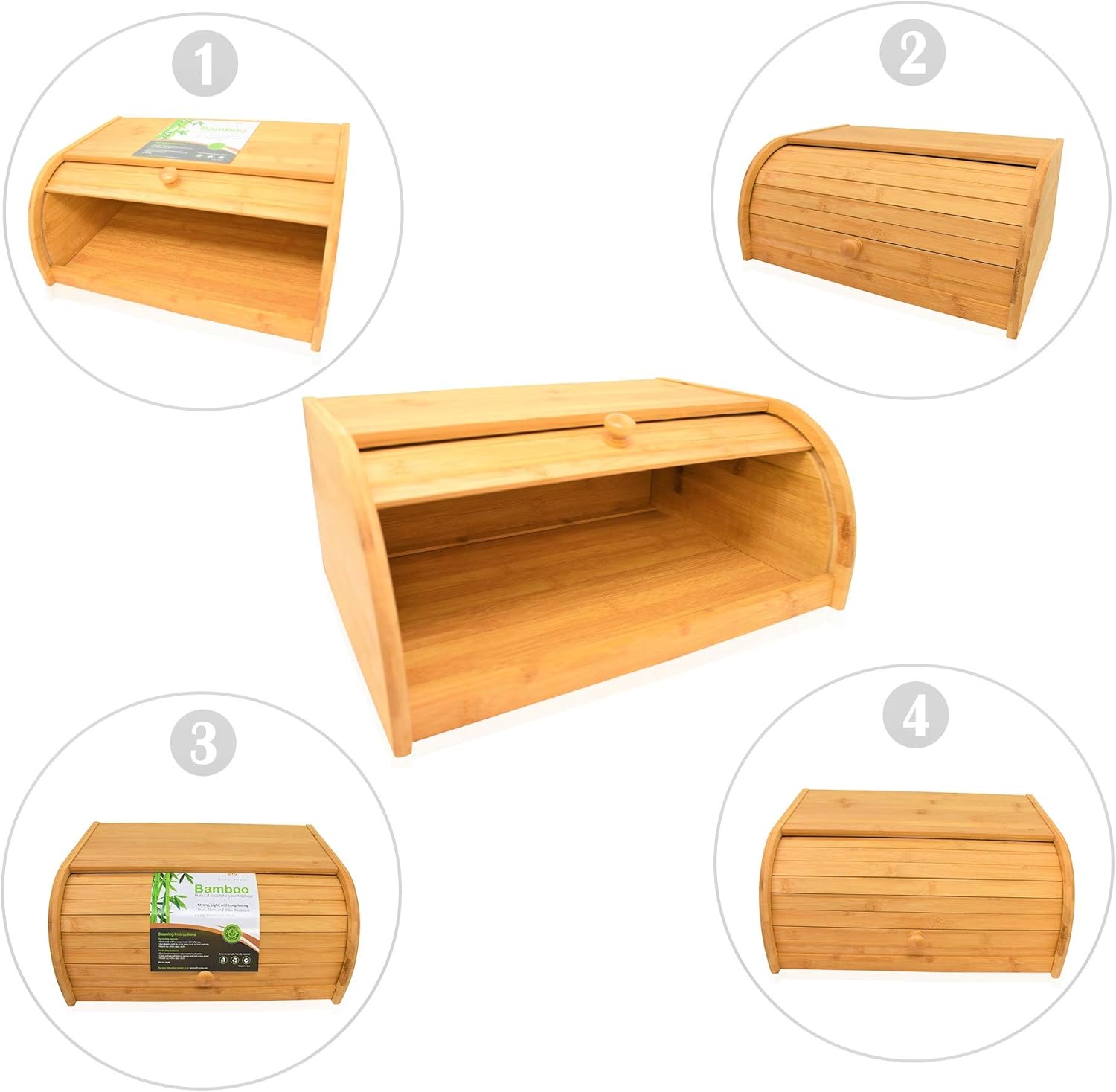 Bamboo Bread Box Assembly Req. (Roll Top): Home & Kitchen
