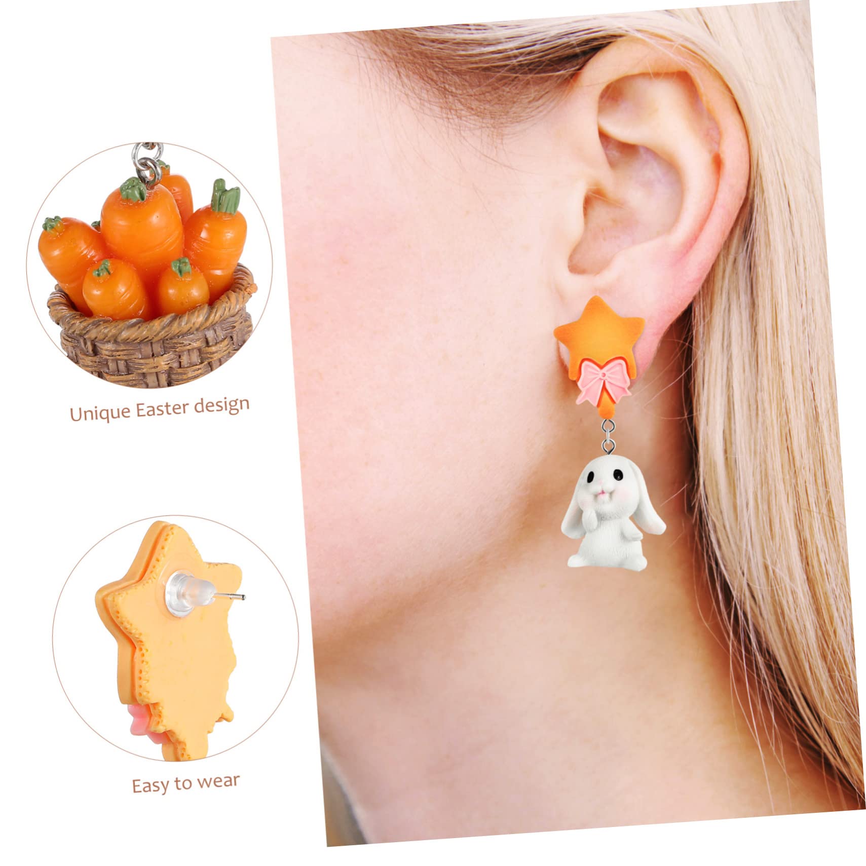 4 Pairs Pendant for Women Dangle Easter Bunny Rabbit Earrings Miss Fashion