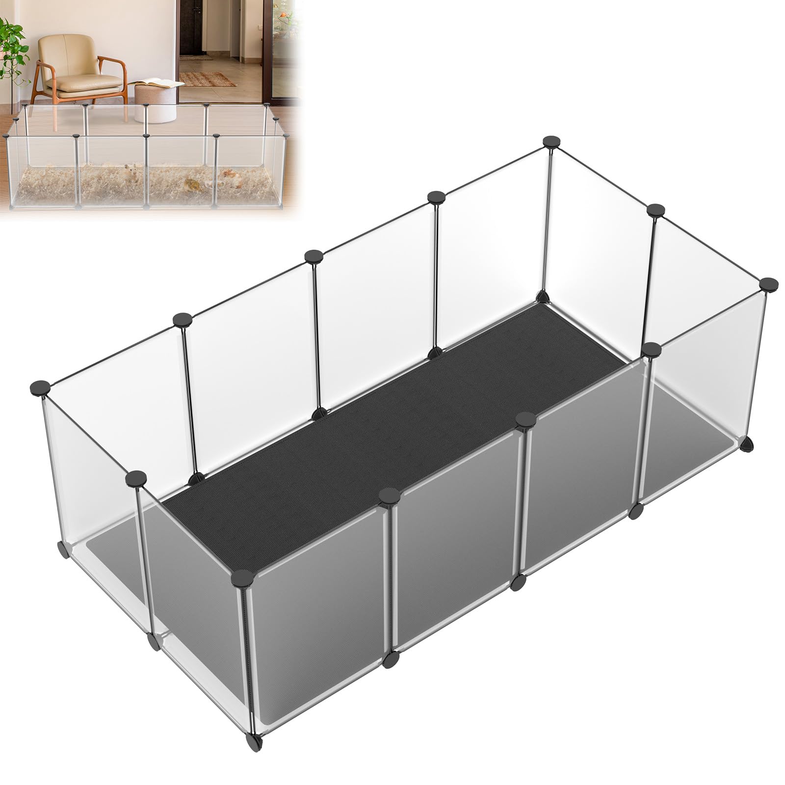 ACXIN Recinto per animali domestici 12 pezzi con piastre di fondo, comoda base, 143×73×46 cm – ideale come scatola per cani, gatti, conigli, porcellini d'india, recinto per animali, recinto per