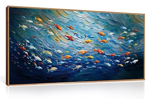 CHDITB Ocean Fish Framed Canvas Wall Art, 20"X40" Large Under