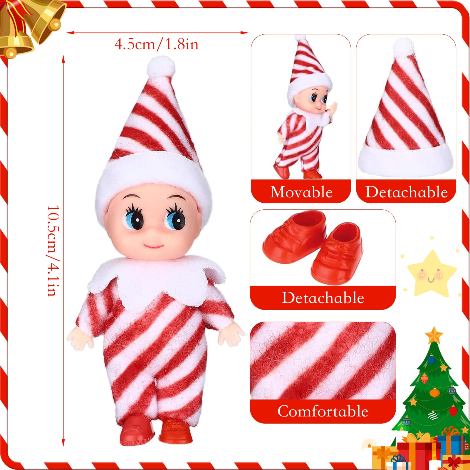 3 Pezzi Bambola Dell'Elfo di Natale Baby Elfo Bambola Natale Baby