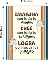 Vista 10 de Decorably 15 pósteres motivacionales bohemios de arcoíris en español para aula, 11 x 14 pulgadas, laminados mate, para aula, escuela secundaria