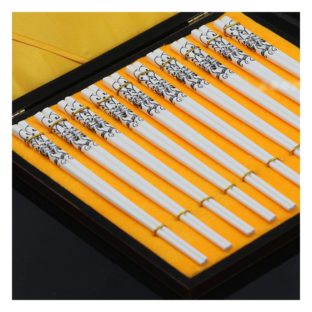 Lot de 10 Paires de Baguettes en céramique - Baguettes japonaises de qualité supérieure, réutilisables et durables - Baguettes antidérapantes à Motif Floral pour la maiso