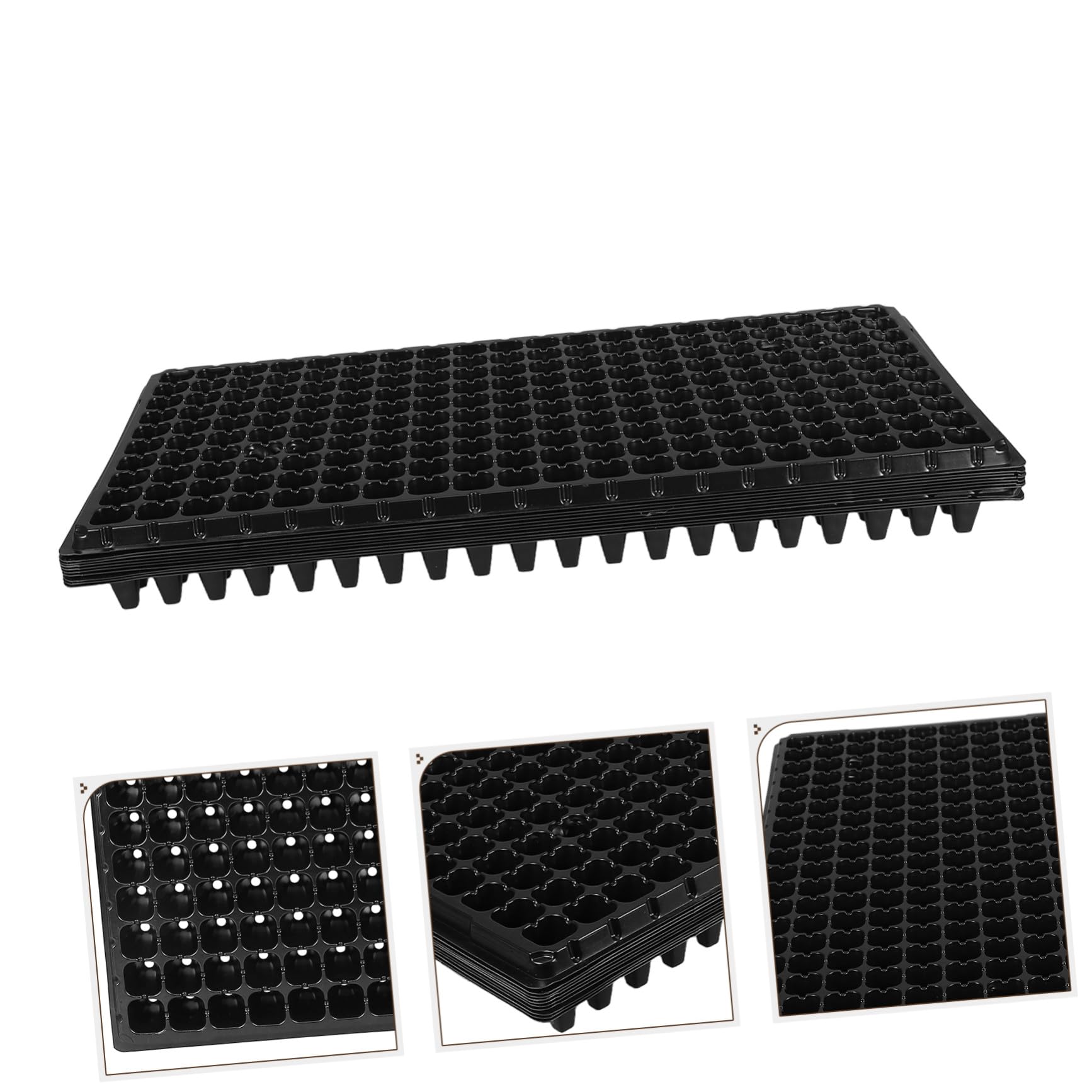 GANAZONO Kit de Germinación de Semillas 10 Bandejas de Cultivo de PVC Negro, Diseño de 200 Celdas Buena Ventilación y Fácil Extracción para Jardinería en Casa