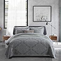 Vista 9 de Travan Juego de Edredón de 3 Piezas Colcha Acolchada Ligera Juego de Cubrecama Reversible con Estampado Floral Juego de Ropa de Cama Acolchada