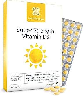 Super Strength Vitamin D3 | Immune Health | Bone, Teeth & Muscle Health | Contains 1,000iu of Natural Source Vitamin D3 in Each Tablet | Vegetarian (60 Tablets)