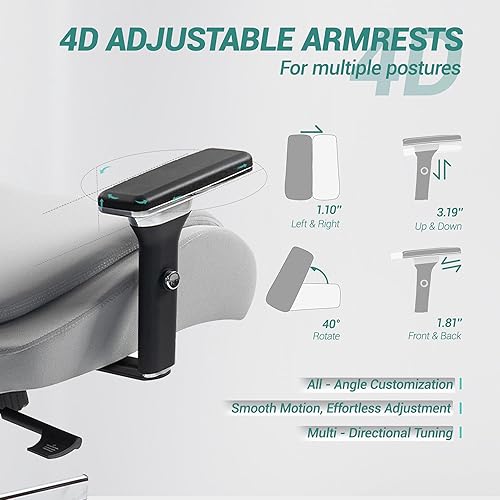 Miniatura 3 de Silla de oficina grande y alta de 450 libras, silla ejecutiva resistente con brazos 4D, silla ergonómica de escritorio para computadora, silla