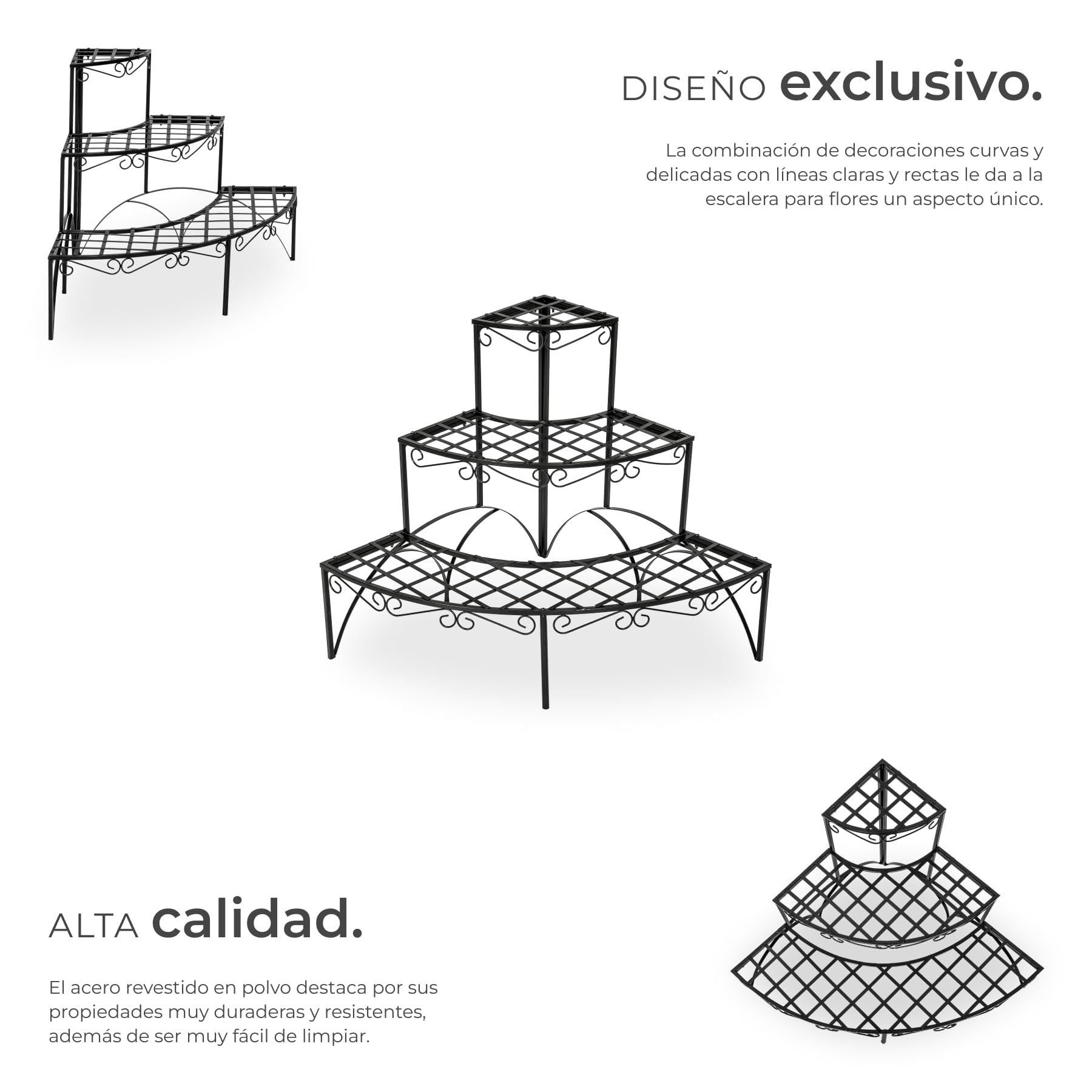 tectake® Estantes para Plantas Decorativos Escalera Interior y Exterior, Soporte para Macetas, Estanteria Exterior Estable, Perfecto para Decorar el Jardin con tus Plantas. - 60 x 60 x 60 cm