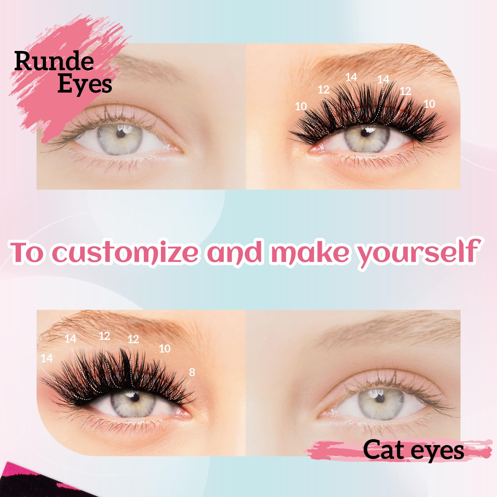 AIWEITA Individual Cluster Lashes Extensions 200Pcs 40D Eyelashes DIY Multiple Shapes Eyelash Wispy Lash Customize Look at Home for Beginners 0.07D Curl 8-16mm - Image 3