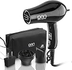 Dan Technology Travel Hair Dryer - Compact, Portable Mini Blow Dryer With Concentrator & Diffuser, European Plug, Folding Handle, Lightweight, Fast Drying for Women and Men