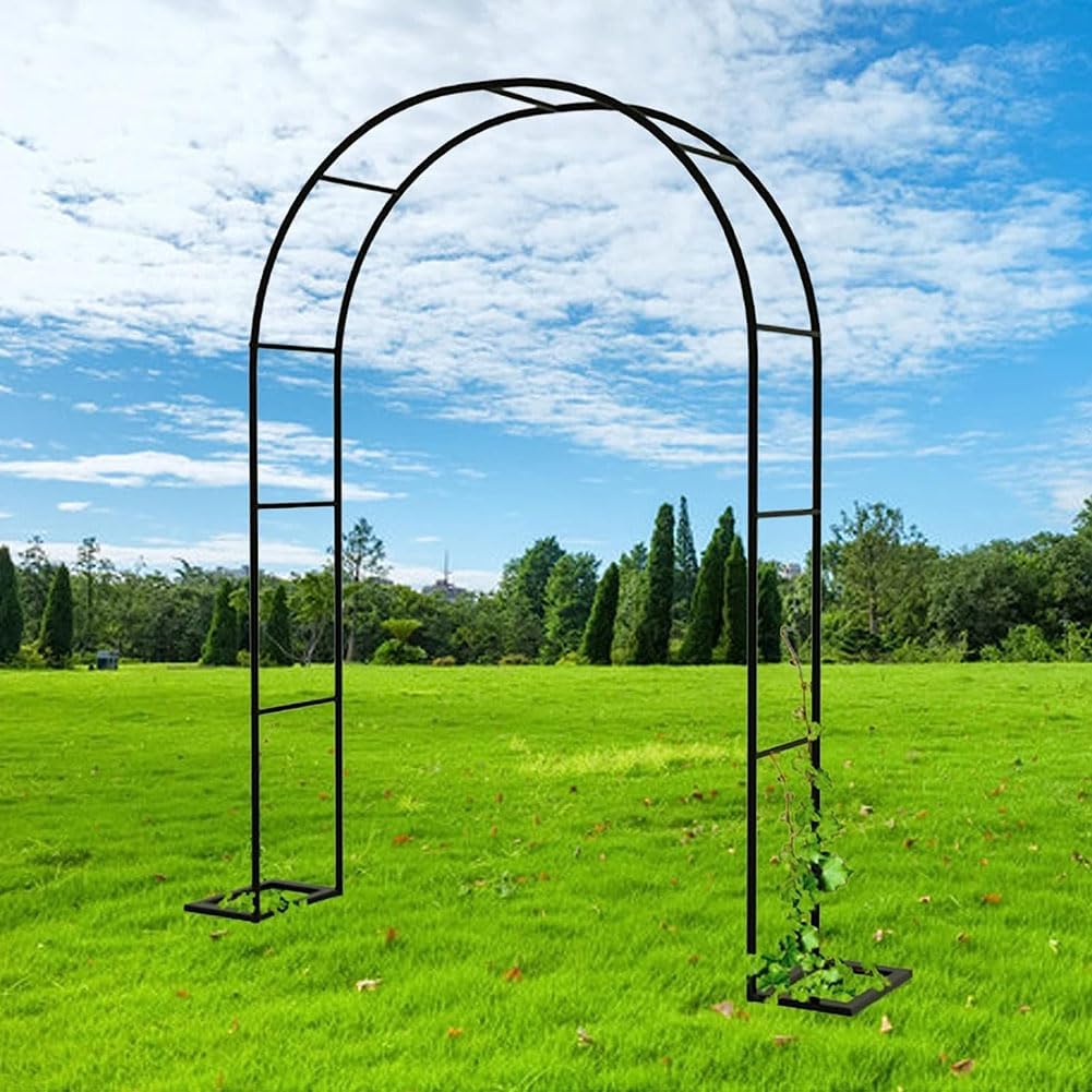Garden Arbor Arch Steel Frame Weather Resistant Metal Archway for Climbing Plants, Free Standing Trellis Pergola 1.2M 1.4M 1.8M 2.4M 3M 3.5M Wide Garden Arch,Black,W1.8M*H2.2M