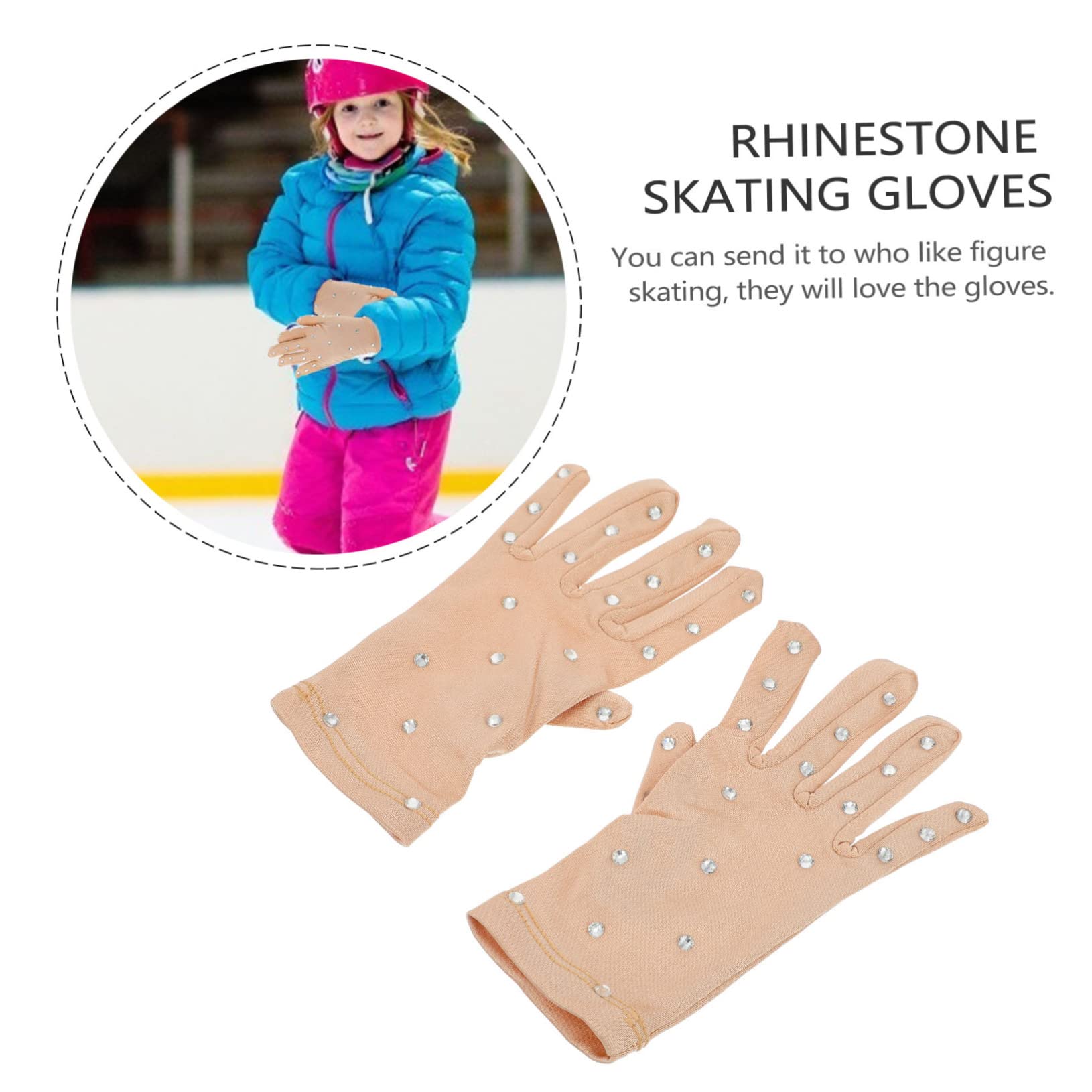 Didiseaon 3pares Guantes De Patinaje Elegantes De Elástica Rhinestones para Actuaciones De Niñas Guantes Antideslizantes Transpirables y Cómodos