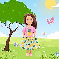 Vista 9 de Miunana 19 piezas de ropa y accesorios para muñecas de 5.3 pulgadas, 3 vestidos, 3 trajes, 3 trajes de baño, 3 zapatos, 2 lentes de sol, 5 perchas