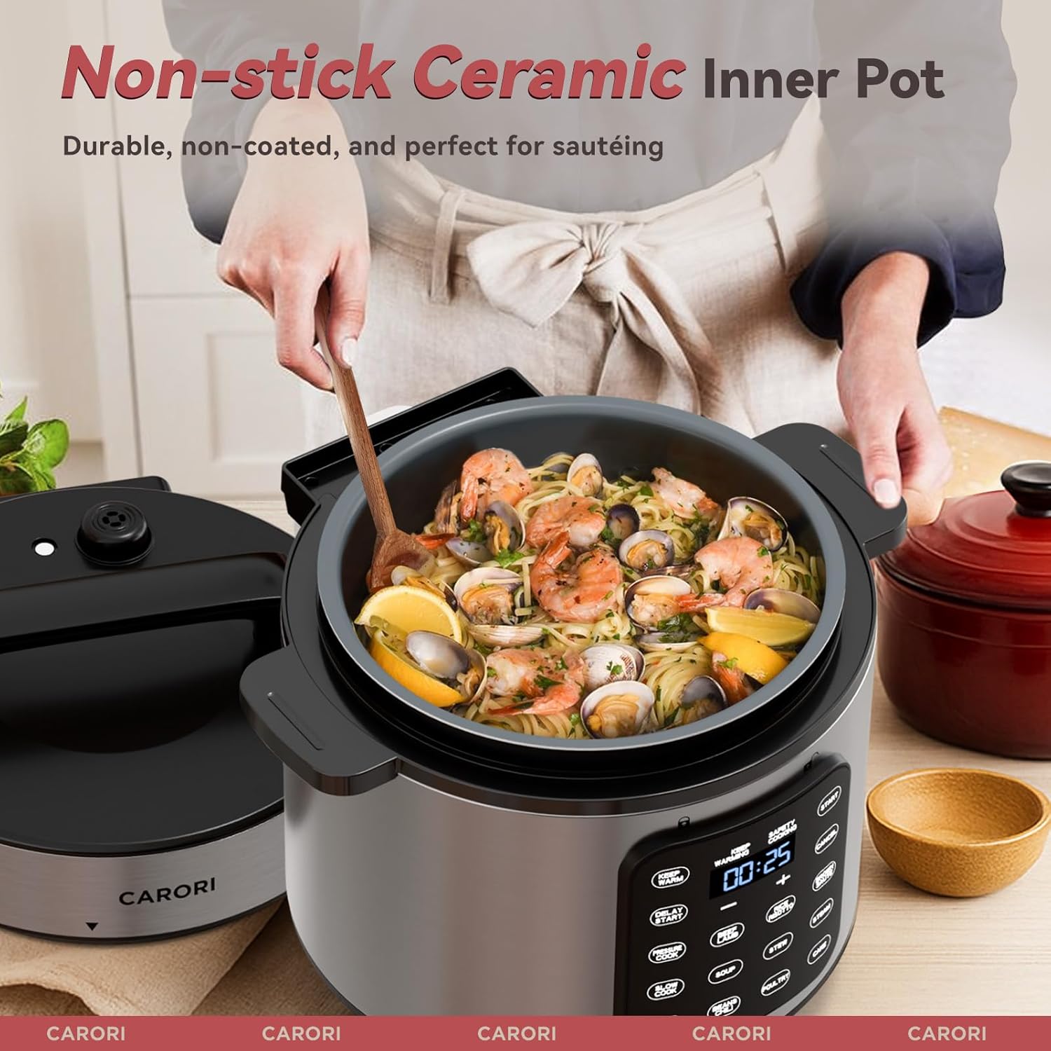 Electric Pressure Cooker 6 Qt, 9 Functions Programmable Instant Pot with IMD Touchscreen, Rice Cook, Slow Cook, Steam, Sauté, Warm, 16+ Safety Features, 1000W Silver