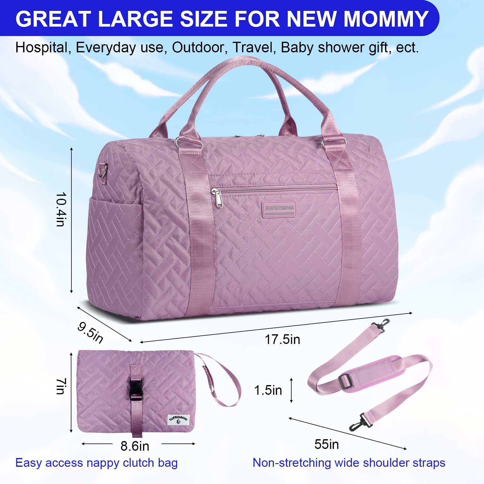 Borsa per pannolini: borsa per mamma, borsa per bambini e bambine, borsa per ospedale per mamma, gemelli o 2 pannolini per bambini
