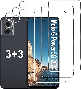 [3+3 Pack] Moto G Power 5G 2024 Screen Protector + Camera Lens Protector, 9H Hardness, Anti Scratch, Easy Installation, Bubble Free, HD Tempered Glass
