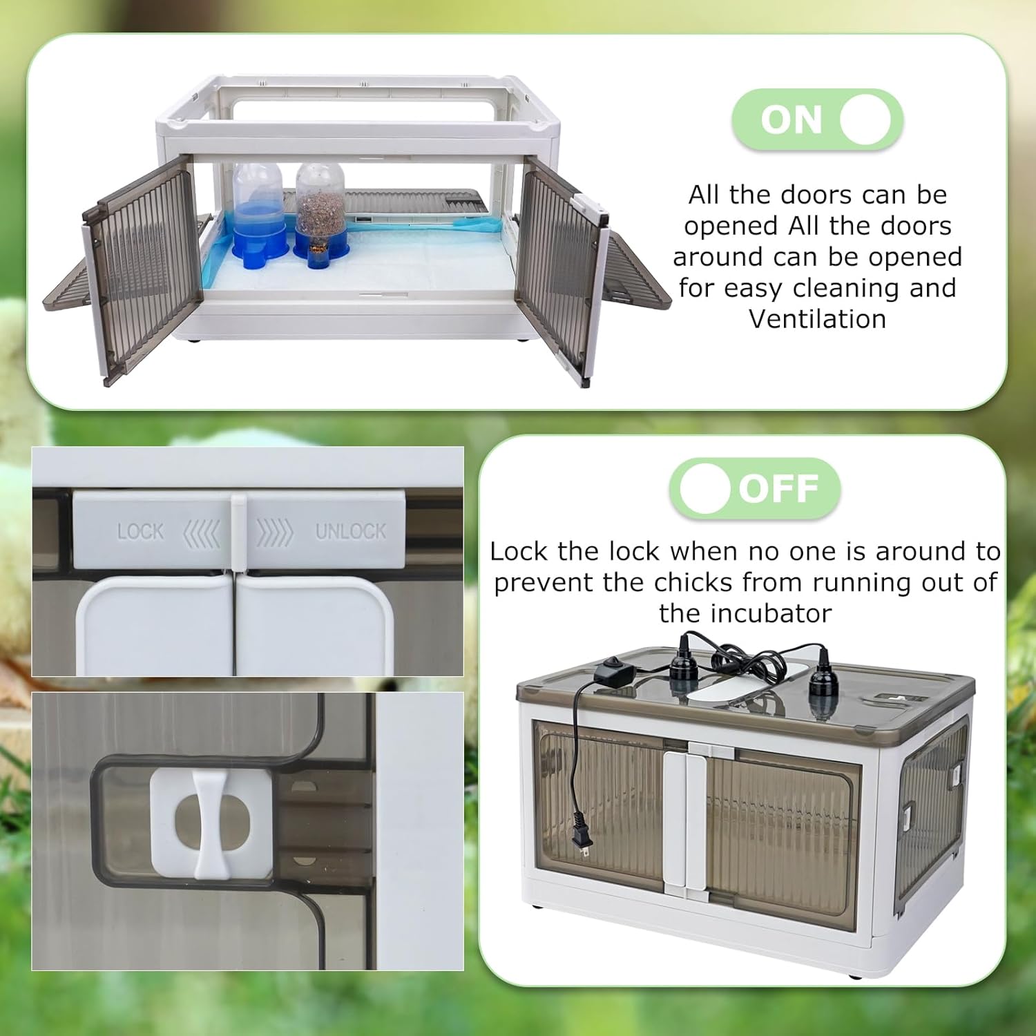 Chicken Brooder Box for Chicks Brooder Heater Chicks Warmer Brooder Plate Kit Chicken Brooder Box Tent Pen with Thermometer for 15 Ducks Bedding Indoor Quail Brooder (20”x14.17”x11.81” White)