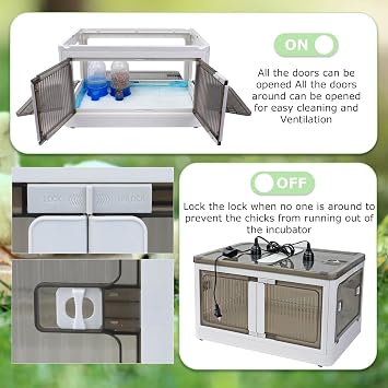 Chicken Brooder Box for Chicks Brooder Heater Chicks Warmer Brooder Plate Kit Chicken Brooder Box Tent Pen with Thermometer for 15 Ducks Bedding Indoor Quail Brooder (20x14.17x11.81 White)