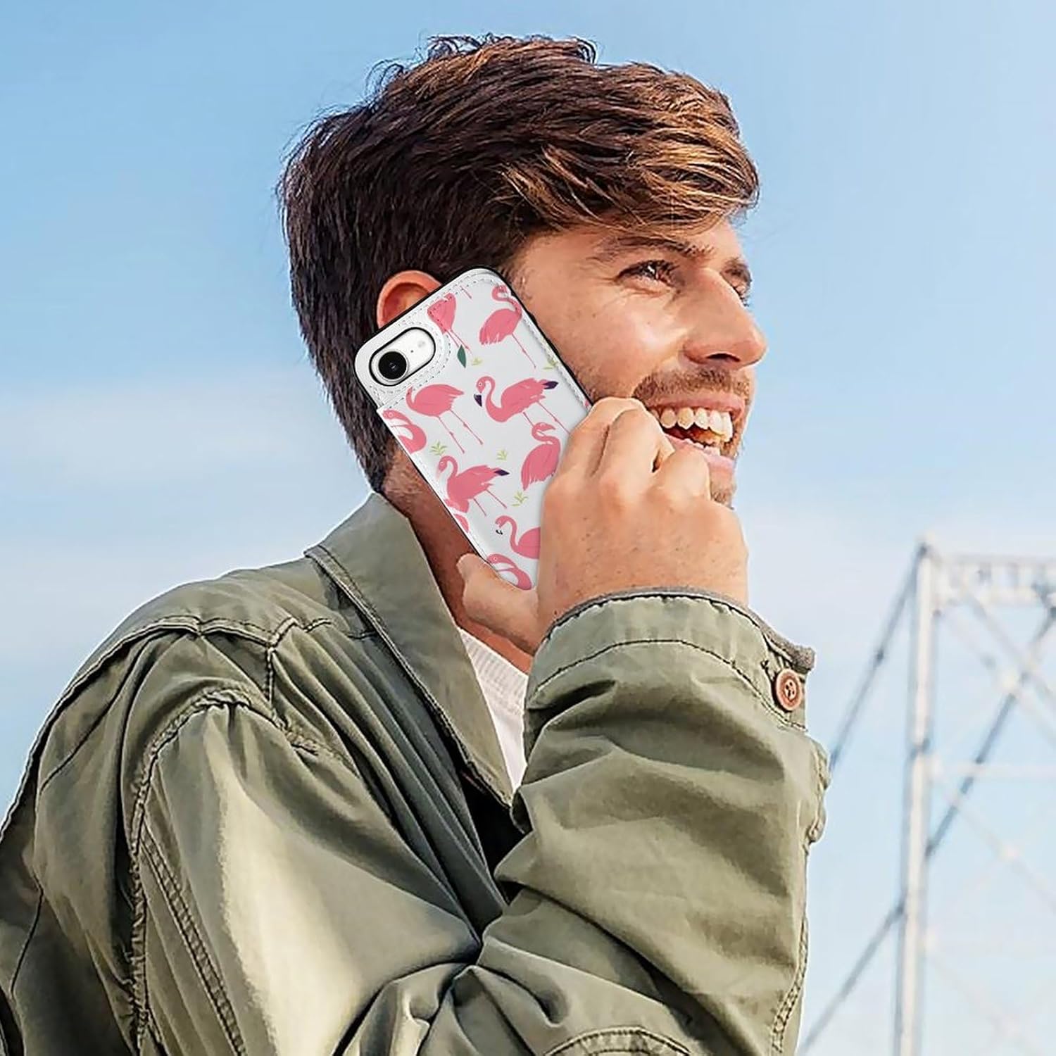 Wallet Cases for iPhone 16 E, Pink Flamingo Pattern Prints Flip Leather Phone Case Cover with Card Slots Holder