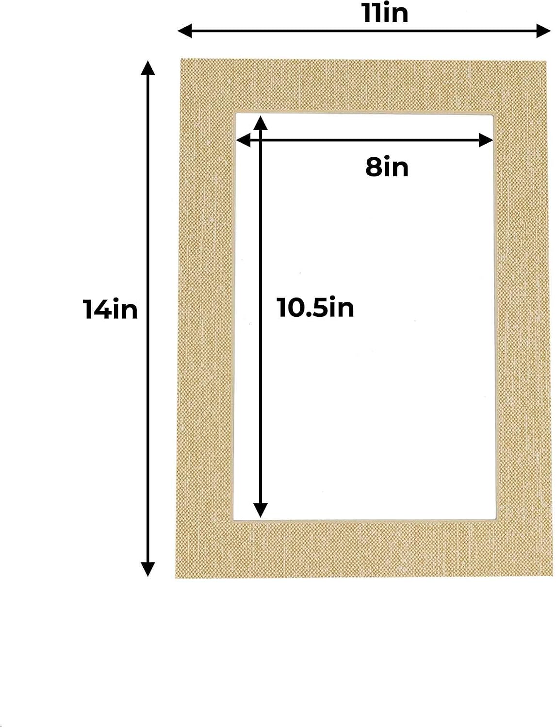 11x14 Mat for 8.5x11 Photo - Precut Fresh Linen Canvas Picture Matboard for Frames Measuring 11 x 14 Inches - Bevel Cut Matte to Display Art Measuring 8.5 x 11 Inches - Acid Free ONE MAT