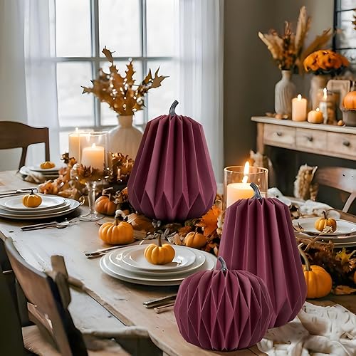 Miniatura 6 de 4 centros de mesa de papel de calabaza, decoraciones de mesa de otoño para Acción de Gracias, fiesta de otoño y decoración del hogar, calabazas de