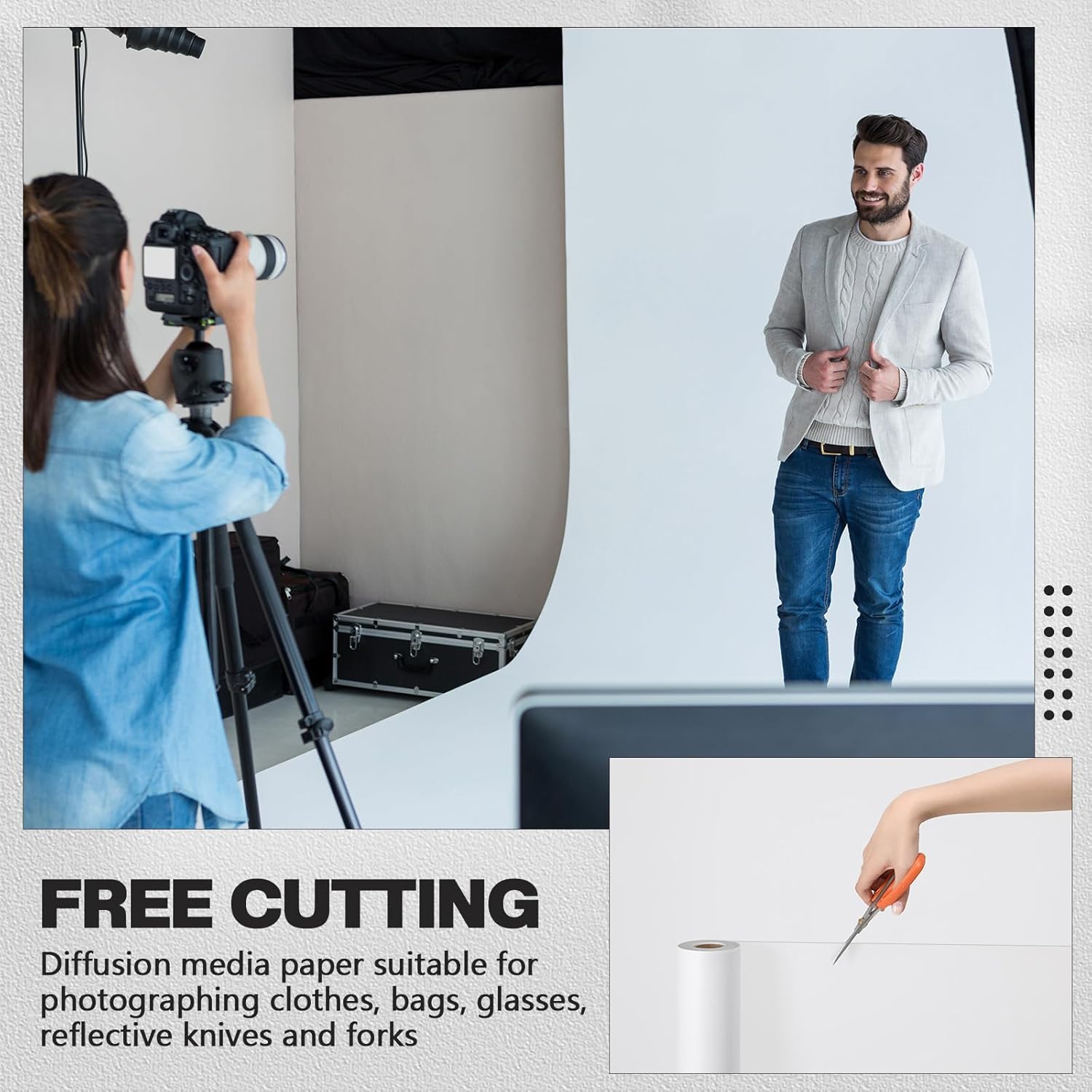 Nezyo Light Diffuser Sheet Diffusion Film Sheet Lighting Gel Diffuser Roll White Diffusion Paper for LED Flash Strobe Light Photography Video(24 x 590.6 Inch/ 0.61 x 15 M)